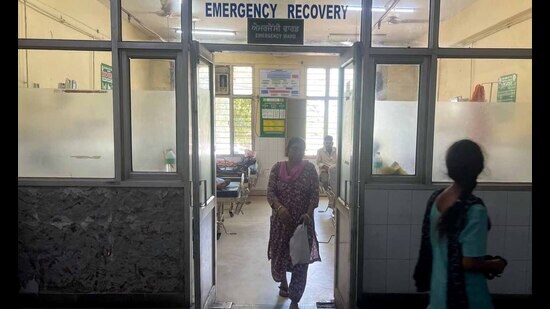 Nodal officer Dr Charan Kamal said had written to his seniors to deploy additional staff, including three staff nurses, four pharmacy students and all district residency programme doctors, at Ludhiana civil hospital on June 1. (Manish/HT)