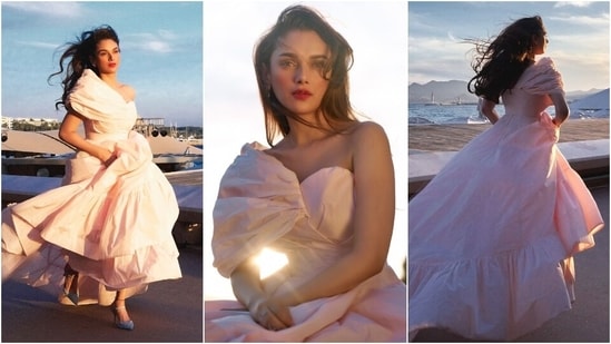 Aditi Rao Hydari stuns in a blush pink voluminous gown in Cannes. (Instagram)