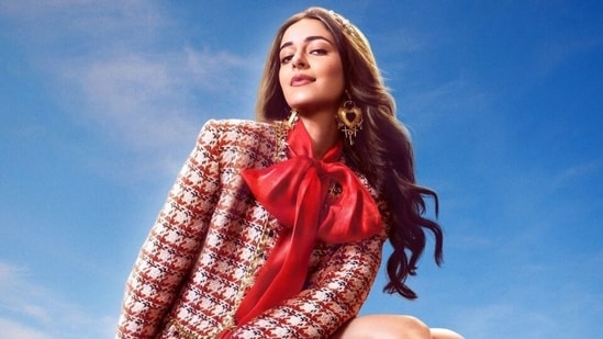 Ananya Panday, dressed in a chic tweed jacket and mini skirt, in the poster of Call Me Bae. (Instagram)