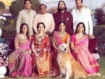 The image shows the Ambani family. 