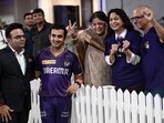Bollywood actress Juhi Chawla (2R), along with her family members pose next to Jay Shah (L), BCCI and KKR mentor Gautam Gambhir (C) at the end of the IPL 2024 Bollywood actress Juhi Chawla (2R), along with her family members pose next to Jay Shah (L), BCCI and KKR mentor Gautam Gambhir (C) at the end of the IPL 2024
