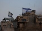 Israeli armoured personnel carriers (APC) operate, amid the ongoing conflict between Israel and the Palestinian Islamist group Hamas, near Israel's border with Gaza in southern Israel
