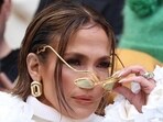 Jennifer Lopez flaunts her gold Schiaparelli sunglasses  