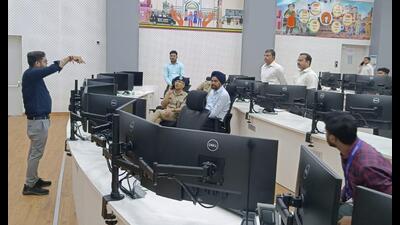 A newly developed Safe City Control Centre at Lucknow Smart City office for surveillance. (Sourced)