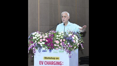 Durga Shankar Mishra during a workshop on ‘EV Charging Infrastructure Ahead’. Durga Shankar Mishra during a workshop on ‘EV Charging Infrastructure Ahead’.