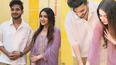 Pictures of Munawar Faruqui and Mehzabeen Coatwala cutting cake are doing rounds on social media. Pictures of Munawar Faruqui and Mehzabeen Coatwala cutting cake are doing rounds on social media.