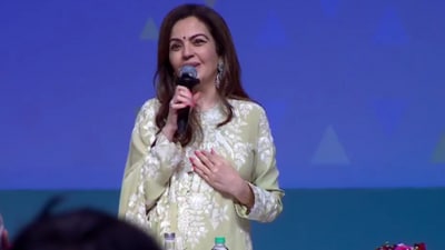 Nita Ambani addressed students and parents at Dhirubhai Ambani International School in Mumbai. (Facebook/Dhirubhai Ambani International School) Nita Ambani addressed students and parents at Dhirubhai Ambani International School in Mumbai. (Facebook/Dhirubhai Ambani International School)