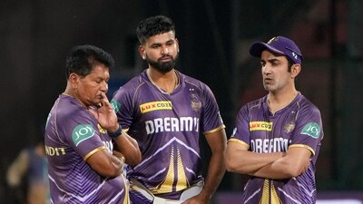 Kolkata Knight Riders captain Shreyas Iyer, coach Chandrakant Pandit and mentor Gautam Gambhir during a practice session (PTI) Kolkata Knight Riders captain Shreyas Iyer, coach Chandrakant Pandit and mentor Gautam Gambhir during a practice session (PTI)