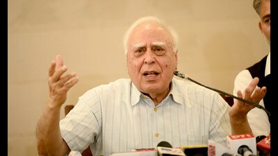 Rajya Sabha member Kapil Sibal addressing the media during a press conference at Chandigarh Press Club on Wednesday. (Ravi Kumar/HT) Rajya Sabha member Kapil Sibal addressing the media during a press conference at Chandigarh Press Club on Wednesday. (Ravi Kumar/HT)