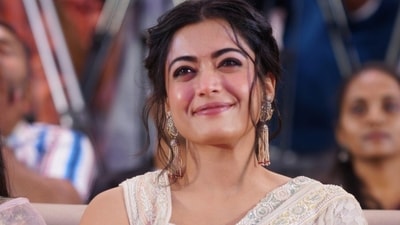 Rashmika Mandanna at the pre-release event of Gam Gam Ganesha. Rashmika Mandanna at the pre-release event of Gam Gam Ganesha.