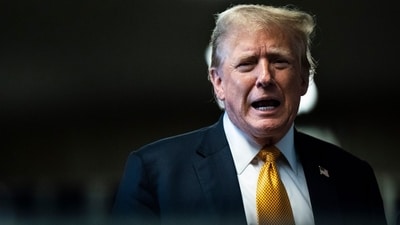 Former US President Donald Trump speaks to members of the media at Manhattan criminal court in New York, US, on Wednesday, May 29, 2024. (Bloomberg) Former US President Donald Trump speaks to members of the media at Manhattan criminal court in New York, US, on Wednesday, May 29, 2024. (Bloomberg)