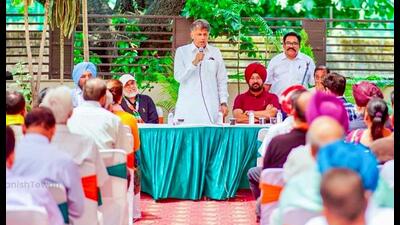 The INDIA bloc candidate also took a dig at Union minister Smriti Irani for her statement “Tandon toh bahana hai, Modi ji ko lana hai” during a press conference in Chandigarh on Tuesday. (HT photo)