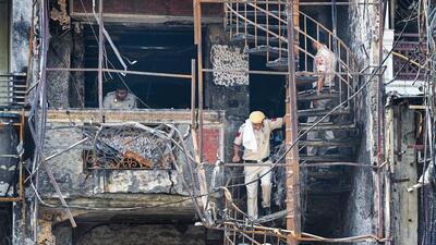 The fire broke out on Saturday night, around 11.30pm. (Raj K Raj/HT Photo) The fire broke out on Saturday night, around 11.30pm. (Raj K Raj/HT Photo)