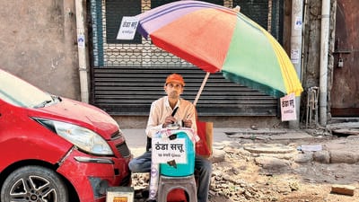 This is Vinod Kumar’s first stint as a sattu ghol hawker in his street vending career. Outside the summer months, he sells boiled eggs. (HT Photo) This is Vinod Kumar’s first stint as a sattu ghol hawker in his street vending career. Outside the summer months, he sells boiled eggs. (HT Photo)