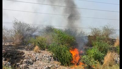 This is the second fire incident at the dump since two months. (HT photo)