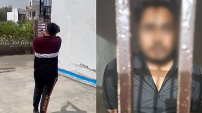 Snapshot of the man who was seen firing with a pistol. (X/@DCP Central Noida) Snapshot of the man who was seen firing with a pistol. (X/@DCP Central Noida)