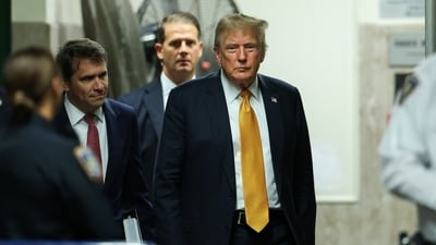 Former US President and Republican presidential candidate Donald Trump arrives for his criminal trial at Manhattan Criminal Court in New York City, on May 29, 2024. (AFP) Former US President and Republican presidential candidate Donald Trump arrives for his criminal trial at Manhattan Criminal Court in New York City, on May 29, 2024. (AFP)