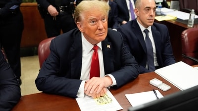 Former U.S. President Donald Trump waits for the start of proceedings in Manhattan Criminal Court, in New York, U.S., May 28, 2024. Julia Nikhinson/Pool via REUTERS (via REUTERS)