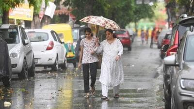 Women out walking in the rain on Wednesday evening in Noida. Several parts of the National Capital and the National Capital Region received rain on Wednesday, providing a respite from the heat. (Sunil Ghosh/HT Photo) Women out walking in the rain on Wednesday evening in Noida. Several parts of the National Capital and the National Capital Region received rain on Wednesday, providing a respite from the heat. (Sunil Ghosh/HT Photo)