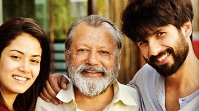 Shahid Kapoor poses with wife Mira Rajput and father Pankaj Kapur. Shahid is Pankaj's son from his first marriage to actor Neliima Azeem. Shahid Kapoor poses with wife Mira Rajput and father Pankaj Kapur. Shahid is Pankaj's son from his first marriage to actor Neliima Azeem.