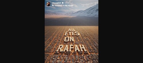 Ritika Sajdeh, Rohit Sharma's wife, shared "All Eyes on Rafah" on her Instagram story and later deleted it. (Screengrab) Ritika Sajdeh, Rohit Sharma's wife, shared "All Eyes on Rafah" on her Instagram story and later deleted it. (Screengrab)