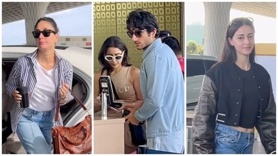 Kareena Kapoor, Sara Ali Khan, Ibrahim Ali Khan and Ananya Pandey spotted at Mumbai airport on Wednesday. (Pics: Varinder Chawla)