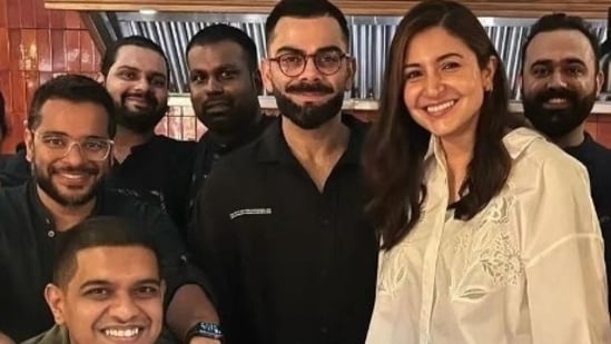 Virat Kohli and Anushka Sharma with friends at Veronica's in Mumbai