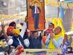 Delhi CM Arvind Kejriwal with Punjab CM Bhagwant Mann in Patiala on Thursday. (ANI) Delhi CM Arvind Kejriwal with Punjab CM Bhagwant Mann in Patiala on Thursday. (ANI)