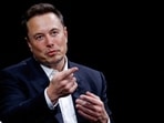 Elon Musk, CEO of SpaceX and Tesla and owner of X, formerly known as Twitter, gestures as he attends the Viva Technology conference on innovation and startups.
