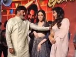 Nandamuri Balakrishna pushes co-star Anjali at a promotional event