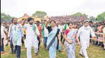 JMM leader Kalpana Soren during an election campaign rally in favour of Vijay Hansda. (PTI)
