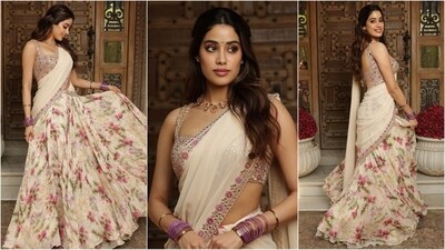 Janhvi Kapoor is currently busy promoting her upcoming movie, Mr. and Mrs. Mahi, and her gorgeous looks are making waves on social media. Embracing the method dressing trend, the actress showcases the cricket-inspired theme of her movie in her promotional appearances. Recently, she wowed fans in a stunning green sequin saree, and now she's rocking an ethereal lehenga ensemble, proving her fashion prowess. With her undeniable beauty and incredible fashion sense, she's making fans swoon. Let's decode her chic look and draw some ethnic fashion inspiration. (Instagram/@stylebyami) Janhvi Kapoor is currently busy promoting her upcoming movie, Mr. and Mrs. Mahi, and her gorgeous looks are making waves on social media. Embracing the method dressing trend, the actress showcases the cricket-inspired theme of her movie in her promotional appearances. Recently, she wowed fans in a stunning green sequin saree, and now she's rocking an ethereal lehenga ensemble, proving her fashion prowess. With her undeniable beauty and incredible fashion sense, she's making fans swoon. Let's decode her chic look and draw some ethnic fashion inspiration. (Instagram/@stylebyami)
