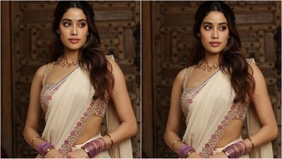 She accessorised her look with a precious bespoke cricket statemnet necklace from Shri Paramani Jewels to add a personal touch. With purple stacked glass bangles adorning her wrist, a statemnet ring on her finger, high heels and stud earrings, she styled her look. (Instagram/@stylebyami) She accessorised her look with a precious bespoke cricket statemnet necklace from Shri Paramani Jewels to add a personal touch. With purple stacked glass bangles adorning her wrist, a statemnet ring on her finger, high heels and stud earrings, she styled her look. (Instagram/@stylebyami)