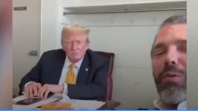 In a 17-second TikTok video, Donald Trump Jr. revealed the private room where he and Trump are sitting together. (TikTok) In a 17-second TikTok video, Donald Trump Jr. revealed the private room where he and Trump are sitting together. (TikTok)