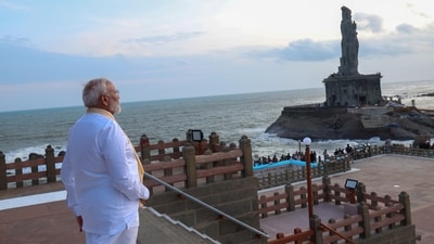 Prime Minister Narendra Modi at the Vivekananda Rock Memorial. Prime Minister Narendra Modi at the Vivekananda Rock Memorial.