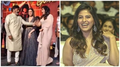 Actor Anjali (right) at a recent event with Nandamuri Balakrishna and others.