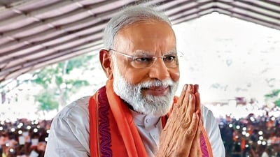 Prime Minister Narendra Modi in Jadavpur on Tuesday. (ANI) Prime Minister Narendra Modi in Jadavpur on Tuesday. (ANI)