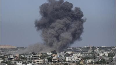 Smoke rises following an Israeli airstrike in Rafah, Gaza Strip, Thursday, May 30, 2024. (AP Photo/Abdel Kareem Hana) (AP) Smoke rises following an Israeli airstrike in Rafah, Gaza Strip, Thursday, May 30, 2024. (AP Photo/Abdel Kareem Hana) (AP)