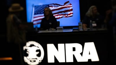 A National Rifle Association (NRA) logo is displayed at the NRA annual national convention in Dallas, Texas, U.S., May 18, 2024. Picture taken with a tilt-shift lens. REUTERS/Carlos Barria (REUTERS)