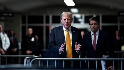 Donald Trump welcomed controversial rappers Sheff G and Sleepy Hallow at Bronx rally amid ongoing legal troubles.Jabin Botsford/Pool via REUTERS (via REUTERS)