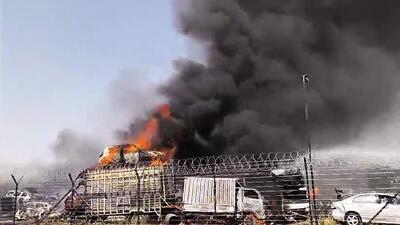 Vehicles on fire at the police training centre. (ANI) Vehicles on fire at the police training centre. (ANI)