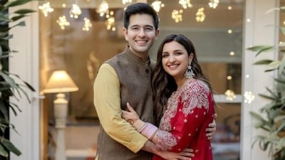Actor-singer Parineeti Chopra with husband, politician Raghav Chadha.