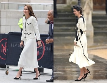 Catherine, Princess of Wales arrives at the reopening of the National Portrait Gallery on June 20, 2023/ Rose Hanbury, Marchioness of Cholmondeley arrives at Westminster Abbey for the Coronation of King Charles III and Queen Camilla on May 06, 2023. ( Neil Mockford/GC Images, Photo by Karwai Tang/WireImage)