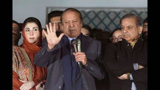 Former Prime Minister Nawaz Sharif was re-elected president of Pakistan's ruling Pakistan Muslim League-N party in 2017, when he was forced out of office while facing corruption allegations. (AP FILE PHOTO)