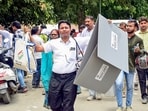 Uttar Pradesh, May 31 (ANI): A polling official carrying Electronic Voting Machines (EVMs) and other election-related materials leave for their respective polling booths for the 7th Phase of General Elections 2024, in Uttar Pradesh on Friday. (ANI Photo)
