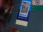 Paytm share price: A QR code for the Paytm digital payment system at a store in Mumbai, India.