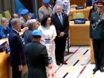 India’s Permanent Representative to the UN Ambassador, Ruchira Kamboj, received the medal from UN Secretary-General Antonio Guterres. India’s Permanent Representative to the UN Ambassador, Ruchira Kamboj, received the medal from UN Secretary-General Antonio Guterres.