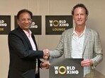 BFI president Ajay Singh and World Boxing president Boris van der Vorst. 