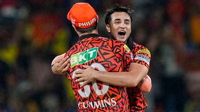 Sunrisers Hyderabad all-rounder Abhishek Sharma celebrates with Pat Cummins (PTI) Sunrisers Hyderabad all-rounder Abhishek Sharma celebrates with Pat Cummins (PTI)