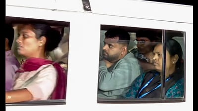 Prajwal Revanna being brought to the CID office in Bengaluru. (ANI) Prajwal Revanna being brought to the CID office in Bengaluru. (ANI)